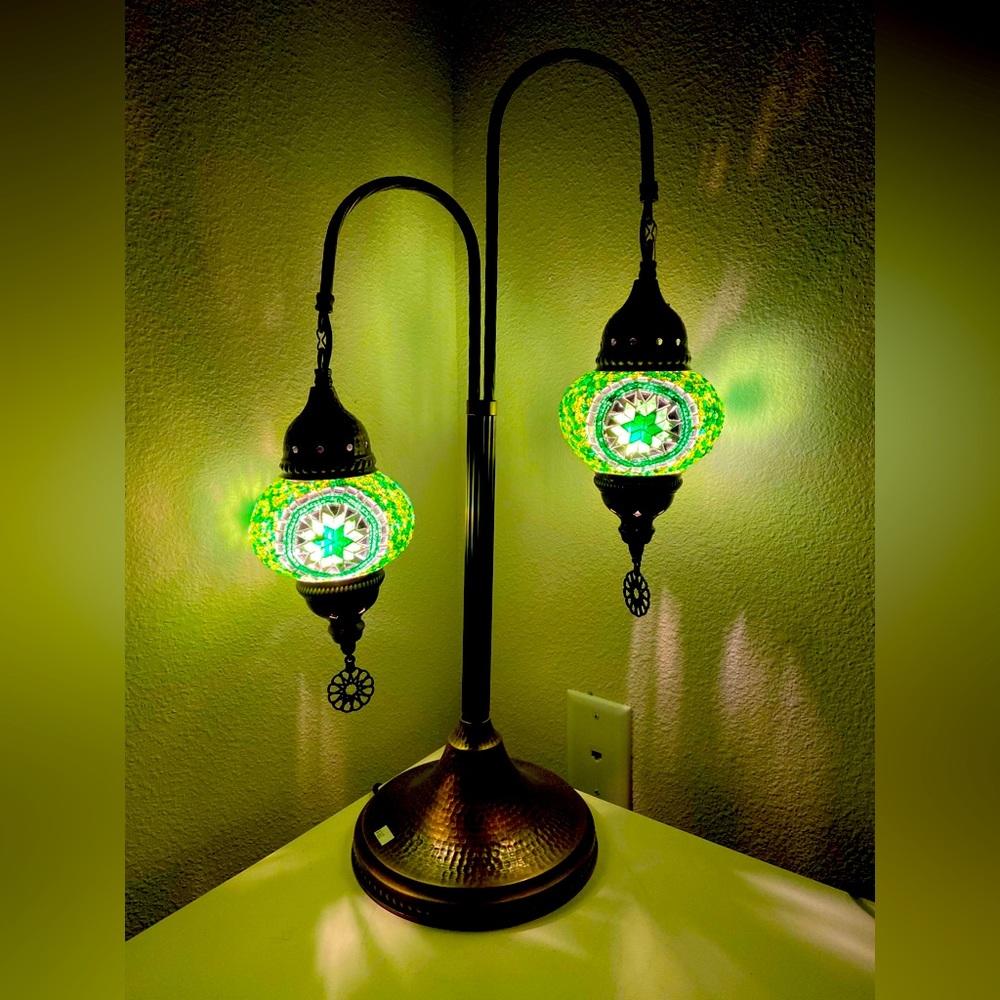Handmade Turkish table lamp 2 globes